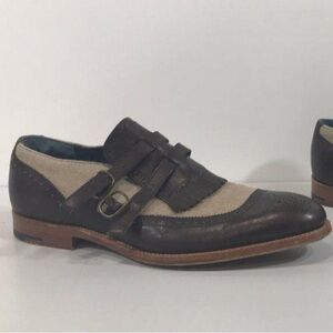 Men’s Barker Of England Double Monk Strap Oxfords Two Tone Tan/Brown Size 9.5